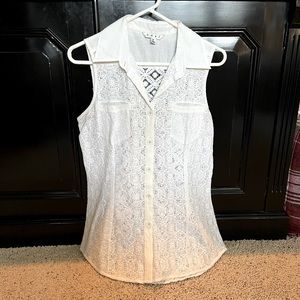 Eyelet White CAbi Sleeveless Blouse